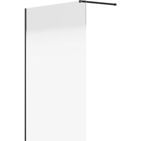 Paroi de douche à l'italienne brume - 140 x 200 cm - Noir mat - POMARO (1/3)