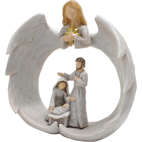 Figurine suspendue de la Sainte Famille, statue d'ange gardien, sculpture de la mère, du père et du fils pour décoration de Noël à la maison ou au bureau (1/5)