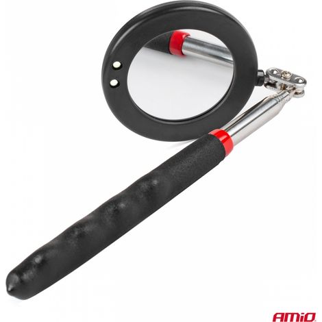 MIROIR (DIAM 50MM) D'INSPECTION TELESCOPIQUE (280 A 870MM) AVEC LAMPE LED AMIO (1/5)