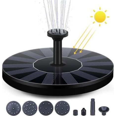 Fontaine solaire 2024 mise à niveau - Pour le jardin - Avec 6 effets - Pompe à eau solaire flottante - Pour étang de jardin ou fontaine à oiseaux (1/4)
