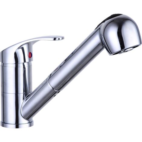 Robinet d'évier avec douchette extractible, mitigeur monocommande avec douchette, chromé