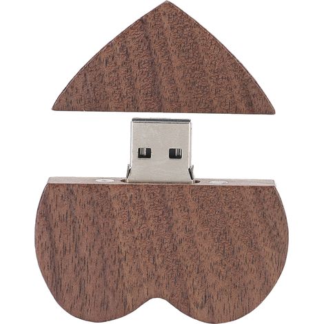 unidad flash USB de 32 GB con forma de corazón y acabado en nogal para almacenamiento de datos en Windows y OS X. (1/5)