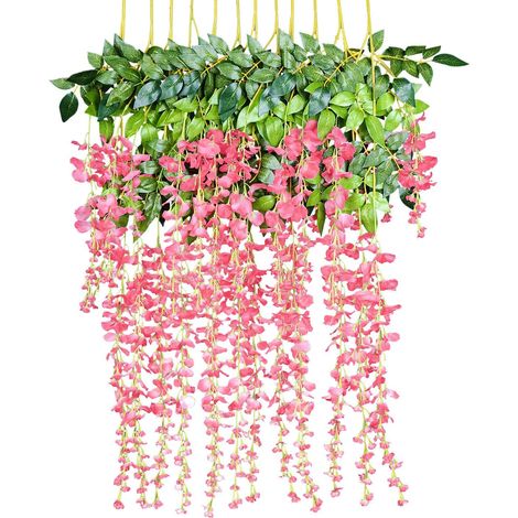MINKUROW Flores Artificiales, Wisteria Artificial, Decoración Del Hogar, Cada Hebra Mide 110 Cm De Largo, Seda (Rosa) (1/5)