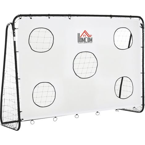 Homcom – But de football 2 en 1 avec 5 cibles – Dimensions 240 x 88 x 174 cm – Cadre métal robuste – Filet PE et toile Oxford 420D