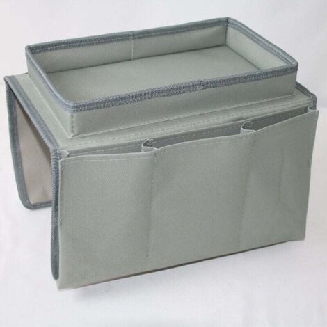 Sac de rangement pour accoudoir de canapé, sac organisateur à 5 poches avec plateau, peut contenir des tablettes, des téléphones portables, des livres, des magazines, des télécommandes (gris).