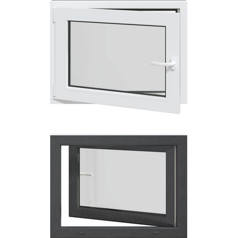 vidaXL Basement Window RISOR 80 x 50 cm PVC and Glass Anthracite