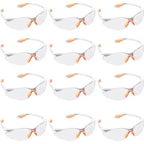 12 Piecès Lunette de Protection Travail, Anti-buée Lunettes de Protection Transparentes, Lunettes de Sécurité avec Verres en Plastique et Branches en Caoutchouc pour Homme, Femme, Enfant (1/5)