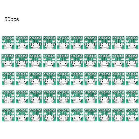 50 Micro-USB-Buchse auf 2,54-mm-DIP-Stiftleisten-Adaptermodul-Schnittstellenkonverter-Set (1/3)