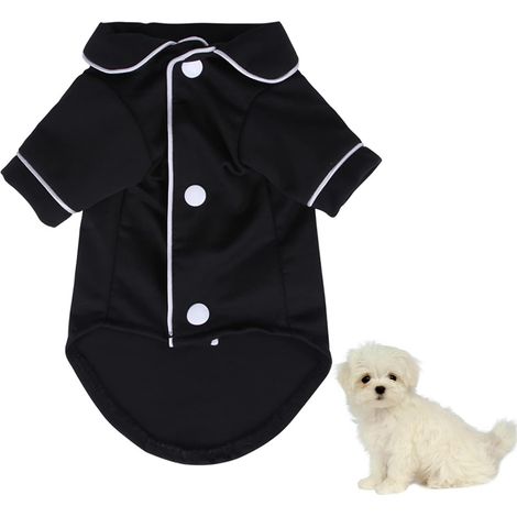 Pyjama en soie pour petits chiens et chats, chemise douce pour animaux de compagnie, vêtements d'intérieur pour chiots, chemise de nuit pour chats (noir) (1/5)