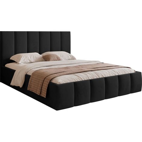 Selsey Sarafino - Polsterbett 160x200 cm, mit Bettkasten und Lattenrost, schwarz (1/4)
