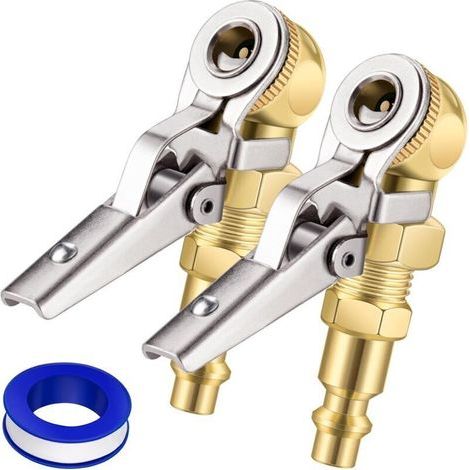 Lot de 2 mandrins à bille fermés avec clip, mandrin à air verrouillable FNPT 1/4\" Buse de gonflage de pneu avec prise rapide, pour accessoires de compresseur d'air de pneu (1/5)