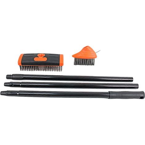 Brosse multifonctionnelle pour désherber avec manche - Noir et orange (1/5)