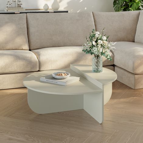 Couchtisch Tondesdaslo mit doppelter Tischplatte 90x90x35 cm Sandfarben [en.casa]