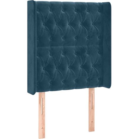 Testiera  Testata del letto ad Orecchio Blu Scuro 83x16x118/128 cm in Velluto (1/5)