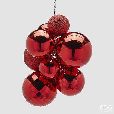 EDG Enzo De Gasperi Addobbo di Natale Grappolo MirrorMix 10 Pz Red