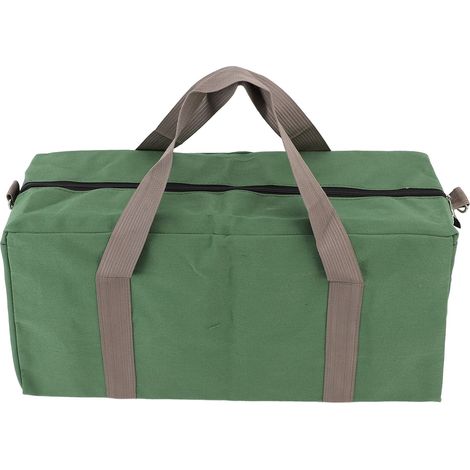 Sacoche à outils en toile à large ouverture avec bandoulière réglable, imperméable et de grande capacité (50 cm), idéale pour les activités de plein air. (1/5)