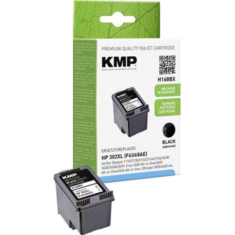Cartouche d'encre KMP compatible avec HP 302XL (F6U68AE), noire (1/2)