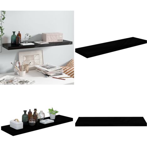 Schweberegal Hochglanz-Schwarz 90x23,5x3,8 cm MDF - Schweberegal - Wandregal - Schwarz - Regal - Wohnwand - Home & Living (1/5)