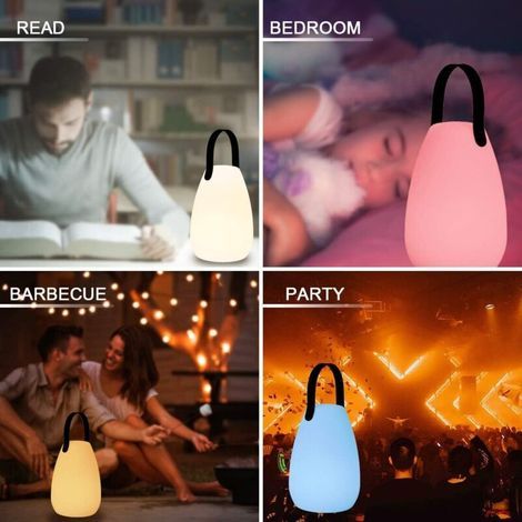 Lampe d'extérieur sans fil portable multicolore LED rechargeable lampe de table étanche sans fil rechargeable dimmable lampe de table d'extérieur pour table bar patio décoration de Pâ (1/4)