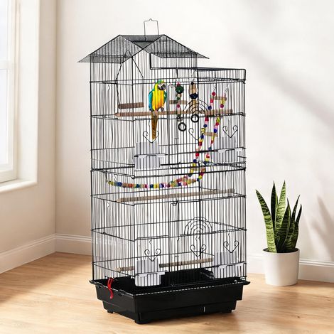 Cage pour oiseaux negro en acero PP Madera Mixta 46 x 36 x 100 cm (1/5)