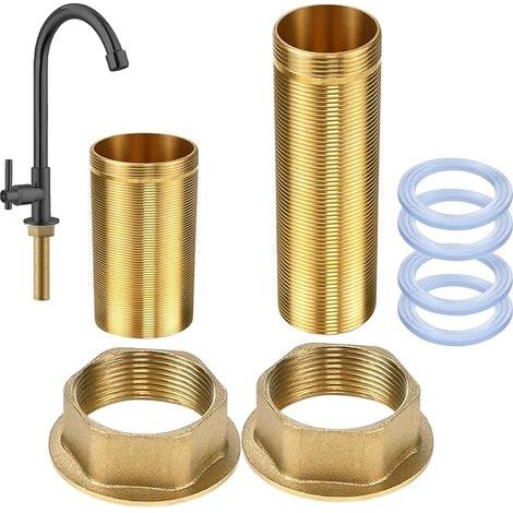 2-teiliges Wasserhahn-Reparaturset, Zubehörset für Messing-Gewindefittings, Verlängerungsrohr für Wasserhahnverlängerungen M3210cm und M3215cm, Gewindeverlängerungsset für Wasserhahnreparaturen (1/5)