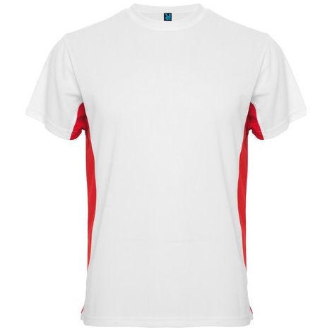 Camiseta técnica de manga corta a dos colores laterales a contraste TOKYO S Blanco/Rojo (1/3)