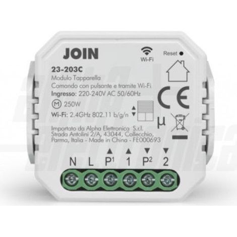 Alpha elettronica modulo incasso tapparelle smart 230v 3a wi-fi 2.4ghz 23-203c (1/4)