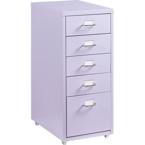 Mobiletto/contenitore per ufficio su ruote con 5 cassetti 69 x 28 x 41 cm viola 030009110