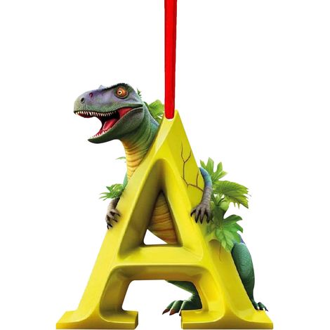 Ornement De Noël Alphabet - Pendentif En Acrylique Dinosaure - 26 Lettres - Décoration Arbre De Noël - Lot De 1 (1/5)