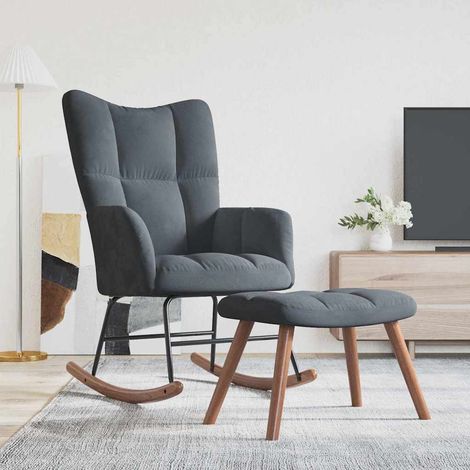 Rocking Chair with Footstool Dark Grey Velvet vidaXL (1/5)
