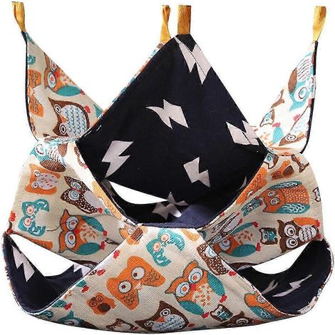 Lit suspendu pour rat, hamac d'été pour hamster, accessoires de cage multifonctionnels, jouet à motifs de dessins animés pour cochons d'Inde, chinchillas, souris, rats-Owl Size M White (1/5)