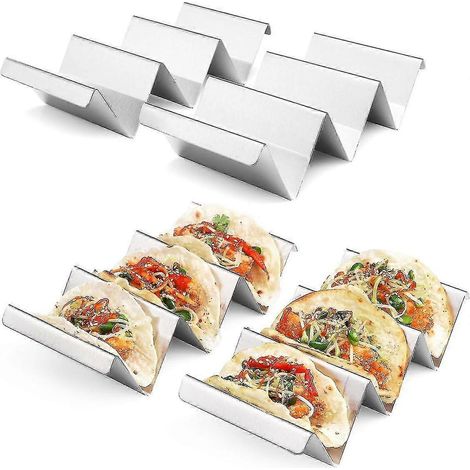 Lot de 4 supports à tacos en acier inoxydable, compatibles four, lave-vaisselle et gril. (1/5)