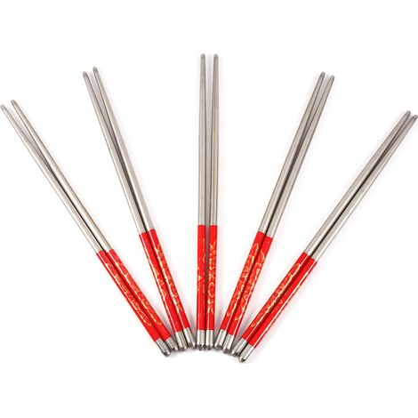 Baguettes En Acier Inoxydable - Motif Floral Antidérapant - Pour Repas Quotidiens Et Cadeaux - Lot De 6 Pièces (1/5)