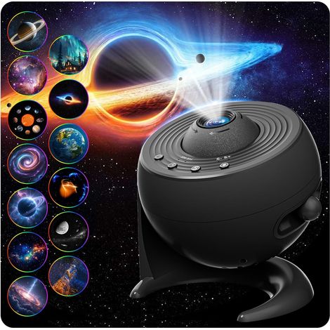 Projecteur ciel étoilé galaxie 13 en 1 avec minuterie, rotation 360°, planétarium, noir (1/5)