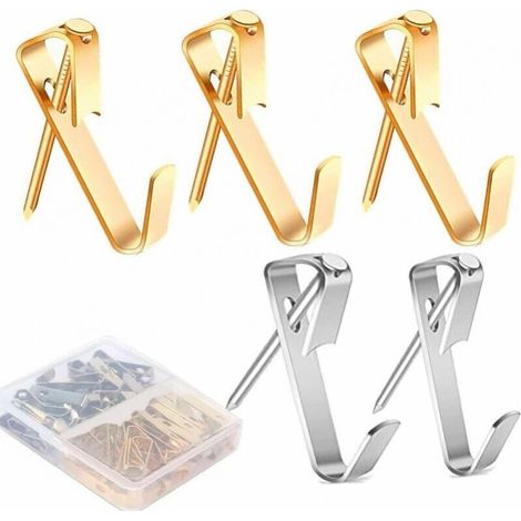 Pack of 80 picture and frame hanging hooks – Stainless steel – 30 lb maximum load – 40 gold and 40 silver – Silver-40 (1/5)