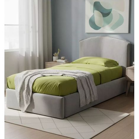 letto singolo con contenitore "moon" rivestito in tessuto perla 90x190 cm (1/4)
