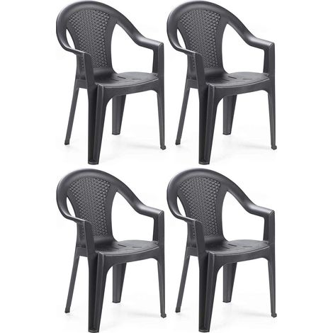 SET 4 SEDIE DA GIARDINO KORA IN POLIPROPILENE COLORE ANTRACITE 55 X 54 X 82 CM