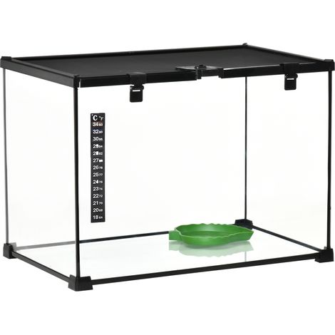 Terrario in vetro per rettili 50 x 30 x 35 cm con struttura in metallo nero MODENUIT (1/4)