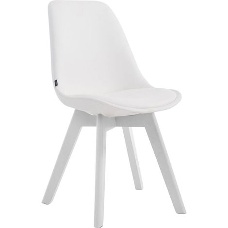 Chaise de salle à manger x1 style scandinave en PVC blanc support 4 pieds en bois couleur blanc 100003756