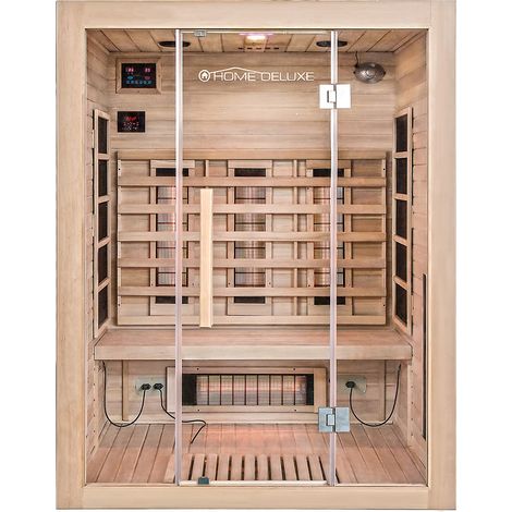 HOME DELUXE – Infrarotkabine SAHARA L – 150 x 120 x 190 cm - für 2 - 3 Personen, 6 Vollspektrumstrahler, Holz: Hemlocktanne I Infrarotsauna, Sauna, Wärmekabine, Infrarot  Infrarotkabine Wärmekabine In