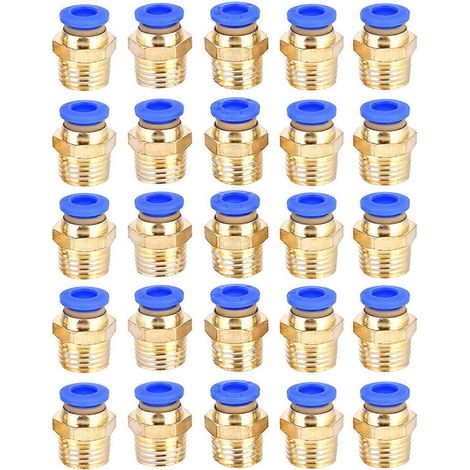 25 raccords rapides pneumatiques, bouchons, adaptateurs PC6-02 G1/4 (1/4)