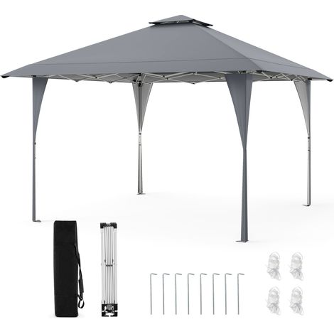 COSTWAY 395 x 395 cm Pop up Canopy Tent Outdoor Easy Setup Gazebo-Grey (1/5)