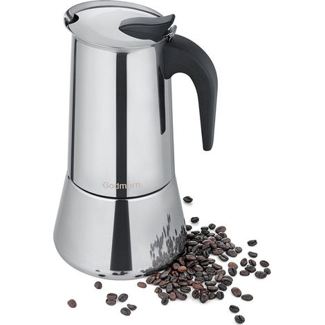Cafetière Italienne Inox (600 ml) I 12 Tasses I Machine a Cafe Italienne I Cafetière en Acier Inoxydable I Poignée Profilée I Convient à tous les Types de Cuisinières (1/5)