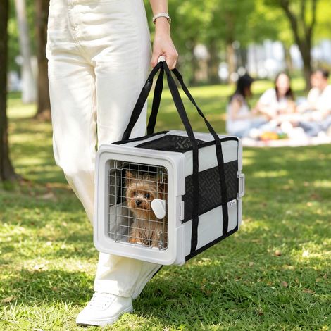 Sac Transport Chat Chien Pliable Tissu 300D Jusqu'à 10 kg, 49,5x34x35,5 cm, Gris (1/5)