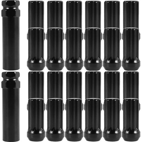 Écrous de roue coniques à cannelures, 5 cm de long, noirs (1/4)