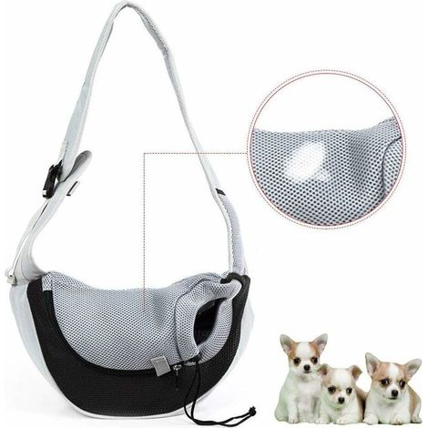 Sac de transport pour animaux de compagnie, sac à bandoulière pour animaux de compagnie en maille respirante, mains libres pour animaux de compagnie, chiens de compagnie portables à fermeture éclair à (1/4)