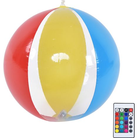 Ballon de plage gonflable flottant de 40 cm, étanche, avec lumière LED, idéal pour décorer une piscine ou un jardin lors de fêtes.-AquaForge (1/5)
