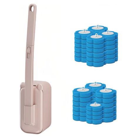 Brosse WC jetable avec support, Système de nettoyage WC, 42 recharges pour un nettoyage efficace en profondeur (1/5)