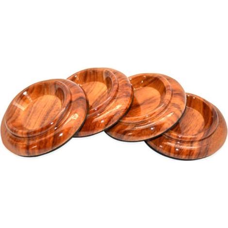 Set di 4 coppette in legno massello - Cuscinetti protettivi per gambe di mobili, coppette per rotelle di pianoforte - Nere (1/4)