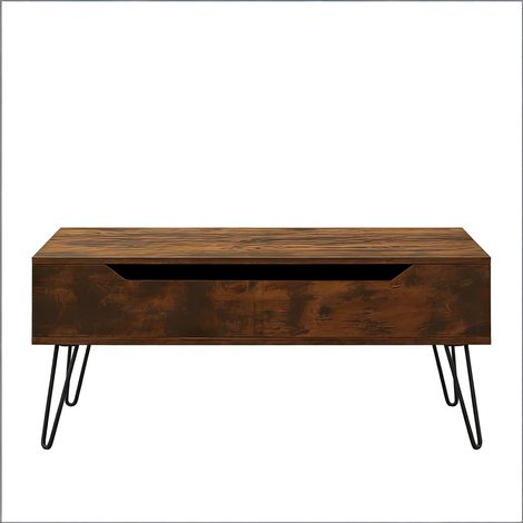 Table basse vintage ajustable en hauteur, table de salon avec espace de rangement dissimulé, table à manger fonctionnelle (meuble seul)